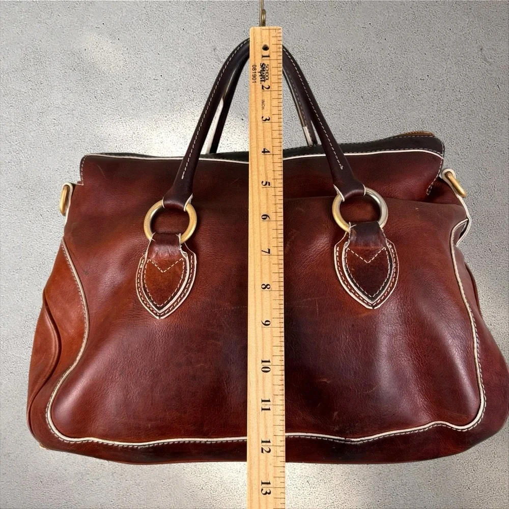 Dooney & Bourke Florentine Edge/Savannah Top Handle Satchel Bag Chestnut Read